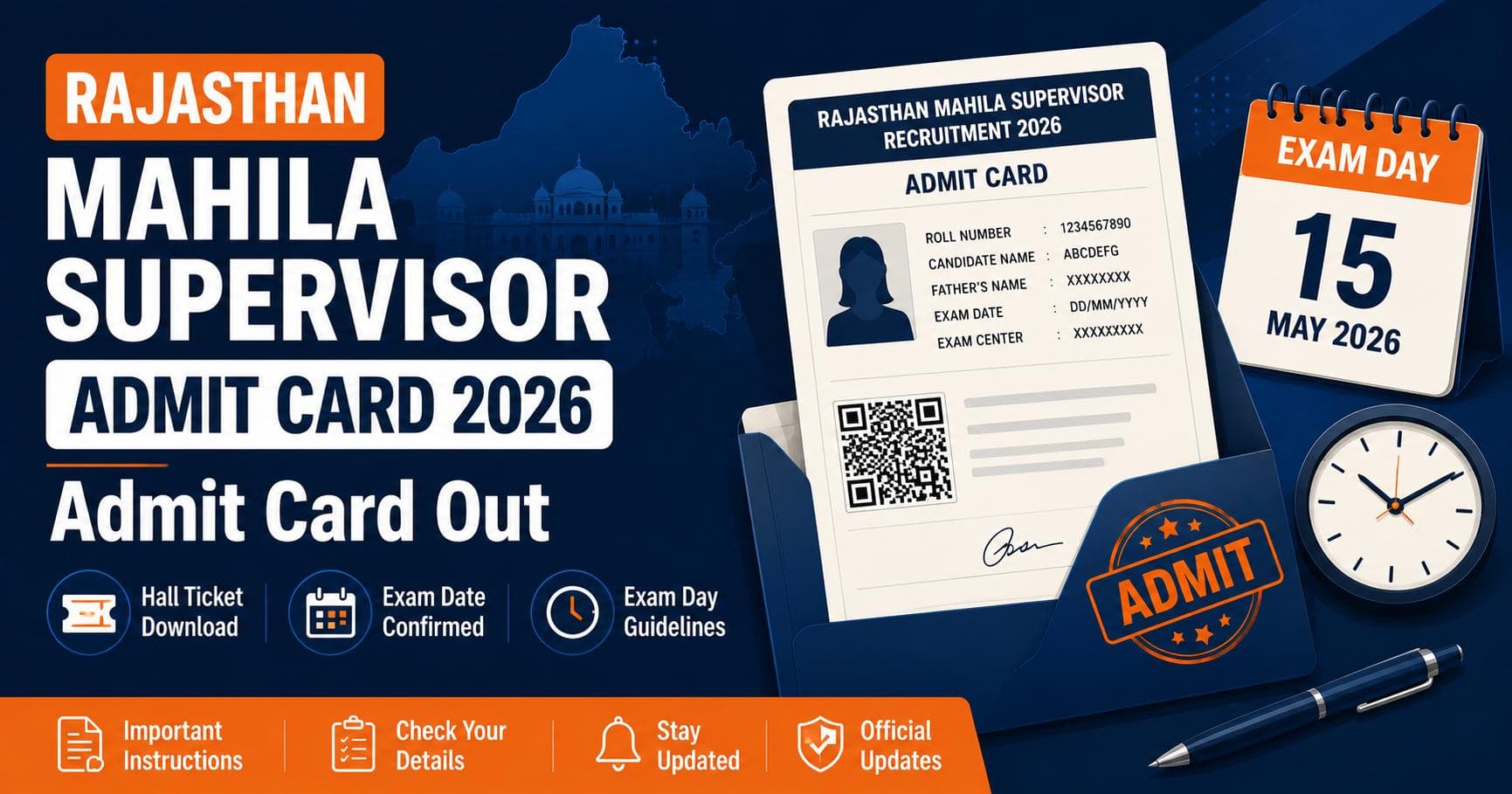 Rajasthan Mahila Supervisor Admit Card 2026 Out – Download Hall Ticket